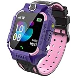 PTHTECHUS Kinder Spiel Smartwatch Telefon, Kind Armbanduhr Touchscreen Uhr mit Anruf Taschenrechner Taschenlampe Schrittzähler SOS Wecker Kamera, Geschenk für Jungen Mädchen Studenten (Rosa)