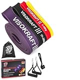 VISOKRAFT Widerstandsbänder Latex mit Türanker und Handgriffen, Fitnessbänder für Kraftraining, Fitnessband, Trainingsbänder, Klimmzugbänder, Krafttrainingssets,Physiotherapie, Yoga, Stretching