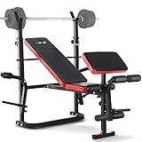 ISE Multifunktional Trainingsbank, Hantelbank Verstellbar Klappbar mit Beincurler Haushalt Fitnessgeräter für Kniebeuge, Hantelbank Bankdrücken,Rumpfbeuge,Training Bank Neigen, Beinbeuger für Zuhause
