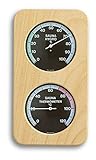 TFA Dostmann Sauna-Thermo-Hygrometer Haar-Synthetik, 40.1004, hitzebeständig, aus Massivholz,L 131 x B 34 x H 240 mm Schwarz, Holz