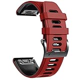 NotoCity Armband für Garmin Fenix 6x/6x Pro/5x/5x Plus/7x/7x Pro/8 51mm, Quickfit 26mm Uhrenarmband für Garmin Enduro 2, Fenix 3/3 HR, Instinct 2X, Epix Pro 51mm, Descent MK1/2, Quatix 7X(Rot-Schwarz)