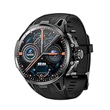 Lazmin112 4G-Smartwatch, 1,75-Zoll-Touchscreen, WLAN, GPS, Bluetooth, Unterstützt Nano-SIM-Karte, Sportuhr, Fitness-Tracker, Um 190° Drehbare Linse, NFC-Zugriffssperre, 32 Gb (Black)