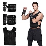 LEKARO Verstellbares Gewichtswesten-Set mit Armgewichten und Beingewichten, Krafttrainings-Workout-Set, Nylon (einschließlich Gewichte: 96-100 Stahlplatten)