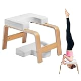 VEVOR Yoga Kopfstandbank Inversionsstuhl 136 kg Tragkraft für das Familien-Fitnessstudio, Kopfstandtrainer mit Holzrahmen und PU Polster, Stand-Yoga-Hocker für Kraft- und Gleichgewichtstraining Weiß