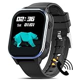 PTHTECHUS Uhr Kinder 4G, Armbanduhr Kinder mit Videoanruf, WiFi/GPS Tracker/Bluetooth Musik Schulmodus SOS Wecker, 900 MAh Lange Standby-Zeit, Kinder Smart Uhr für ab 5 Jahren, Elegantes Schwarz