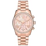 Michael Kors Damen Quartz Armbanduhr, 38.00mm GehäusegröÃŸe mit pink analog Zifferblatt und Rosegold Metallarmband Armband MK7242