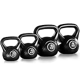 Yaheetech Kettlebell 20 kg Set Kugelhantel Schwunghantel 2 kg / 4 kg / 6 kg / 8 kg Kugelgewicht, für Fitness Kraftraining, schwarz
