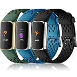 Epova 3 Stück Armband Kompatibel mit Fitbit Charge 5 Armband/Fitbit Charge 6 Armband, Weiche Atmungsaktive Verstellbares Wasserdichtes Armbänder Kompatibel mit Charge 5/6 Armband,Damen Herren