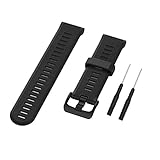 Huwokxix 22mm Silikon Armband für Garmin Forerunner 935/Forerunner 945/Approach S60/Garmin Fenix 5 (Schwarz)