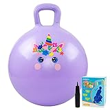 INPODAK Hüpfball für Kinder, Hüpfbäll ab 3 4 5 6 Jahre, 18 Zoll Hopper Ball, Sprungball für Jungen Mädchen, Kleinkinder Springbälle, Garten Spiel Drinnen Draußen Violett Einhorn