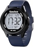 SOCICO Herren Digitaluhr Sport Militär Uhren wasserdichte Outdoor-Chronographen-Armbanduhren für Männer mit LED Beleuchtung Alarm Datum (Blau)