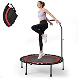 MINENICE Fitness Indoor Trampolin klappbar ohne Installation | Ø101cm,Mini Trampoline | Tragfähigkeit 150 KG | Stabiler und leiser für Erwachsene (Rotes Trampolin)