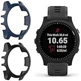 MWOOT 2 Stück Schutzhülle für Garmin Forerunner 945 und Garmin Forerunner 935, Stoßfest Hülle für Garmin Smartwatch Schutz Schwarz und Blau