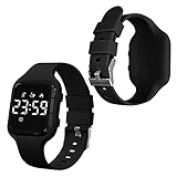 HUYVMAY Fitness Schrittzähler Uhr ohne App und Handy, 20-tägige Akkulaufzeit Wiederaufladbare Uhr, Wasserdicht Fitnessuhr für Junge Mädchen Kinder/Damen/senioren, Armbanduhr mit Schrittzahl 3 Weckers