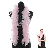 QEXUJOW Boas,1.2M Rosa Federschal,Federboa Einfarbig Set,Flauschige Federboa,Geeignet für Tanz Hochzeit Weihnachten Halloween Karneval Dress up Zubehör