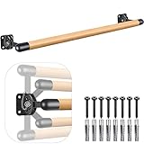 Dolibest 100cm Ballettstange, Ballett Stange Wandmontage Holz Stretching Tanzstange Zuhause Barre Training Ausrüstung mit Metallhalterung für Kinder und Erwachsene, 4cm Durchmesser