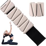 BECOJADDE Ankle Weights Set von 2 (Je 0.45kg) für Frauen Männer Gewichtsmanschetten für Beine und Arme Adjustable Handgelenk Gewichte for Home Pilates Joggen Walking Workout Yoga, Beige