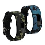 kwmobile Armband kompatibel mit Garmin Vivofit jr. / jr. 2-2X Silikon Fitnesstracker Sportarmband - Camouflage Schwarz Hellgrün Dunkelgrün