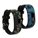 kwmobile Armband kompatibel mit Garmin Vivofit jr. / jr. 2-2x Silikon Fitnesstracker Sportarmband - Camouflage Schwarz Hellgrün Dunkelgrün