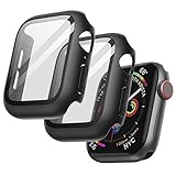 JETech Hülle mit Displayschutz für Apple Watch SE (2022/2020) /Series 6 5 4 40 mm, Gesamt Schutzhülle, Eingebaut Gehärtetes Glas Schutzfolie Hoch Empfindlichkeit, 2 Stück (Schwarz)