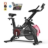 Decorcn Heimtrainer Fahrrad mit APP, Leises Ergometer Hometrainer mit Magnetischem Widerstand, Großem Tablet-Halter und Superweichem Sitz, Verbessertem LCD-Monitor, Bis 150KG