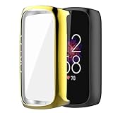 Hülle für Fitbit Luxe Schutzfolie Schutzhülle, Silicone TPU Displayschutz Case Cover, Anti-Kratz Anti-Staub Schutz Gehäuse für Fitbit Luxe (Gold)