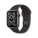 Apple Watch Series 6 (GPS, 40MM) Aluminiumgehäuse Space Grau mit Schwarz Sportarmband (Generalüberholt)