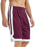 TopTie Herren Sport Shorts, Basketball Trainingsshorts Kurze Sporthose mit Taschen-Dunkelrot-L