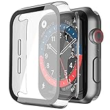 Misxi Transparent Hard Hülle Mit Glas Displayschutz Kompatibel mit Apple Watch Series SE 2 (2024) / SE/Series 6 / Serie 5 / Series 4 40mm, 2-Stück