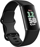 Fitbit by Google Charge 6 Activity Tracker mit 6 Monaten Premium-Mitgliedschaft inklusive, 7 Tage Akkulaufzeit und Google Wallet und Google Maps - Obsidian/Schwarz Aluminium