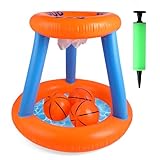 Windfromort Aufblasbares Pool-Basketballspielzeug – Aufblasbarer Basketballkorb mit 3 Bällen & Pumpe – Floating Basketball-Hoop für Kinder & Erwachsene – Sommerlicher Wasserspaß