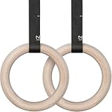 LIFERUN Turnringe Ringe Turnen Gymnastikringe, Olympische Gymnastik Rings mit Griffband, Verstellbaren Buckle Straps und Markierungen, Ringe Training für Full Body Workout (Wooden - 28 mm)
