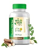 Wild Yamswurzel Kapseln hochdosiert | 1500mg Mexican Wild Yamswurzel 150mg Diosgenin je Tagesdosis | Top Preis | vegan, laborgeprüfte Qualität | 180 Kapseln