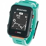 Sigma Sport iD.TRI, GPS Triathlon-Uhr mit Navigation, Smart Notifications, leicht und wasserdicht, inkl. Brustgurt, Geschwindigkeits- und Trittfrequenzsensor sowie Fahrradhalterung, neon mint