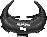 GORILLA SPORTS® Bulgarian Bag - 5kg, 8kg, 12kg, 17kg und 22,5kg, 5 Schlaufen, aus Kunstleder, Schwarz - Sandsack, Bulgarische Tasche, Power Bag, Sand Sack, Krafttraining, Fitness