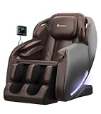 Real Relax massagesessel ganzkörpermassage mit wärmefunktion, Zero Gravity SL Track Shiatsu-massagestuhl mit Liegefunktion und Rückenheizung, Body Scan, Bluetooth, Fußrolle, Favor-06, Braun