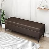 Gepolsterte Sitzbank für Schlafzimmer & Wohnzimmer, Dunkelbraun, stilvolle Eingangssitzgelegenheit mit verstecktem Stauraum, Multifunktionsbank, platzsparendes Design