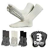 Sunolkie 3 Paar Yoga pilates socken, rutschfeste Zehensocken, mittellang, schweißabsorbierend und atmungsaktiv, sportlich und lässig, klassisch, Das Tanzstudio ist für schwangere Frauen geeignet