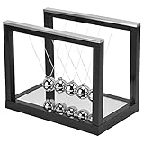 Wakects Newton's Cradle Balance-Kugel-Set, 5 schwarze Stahlkugeln, Pendelkugel, Dekompressionsspielzeug mit Basis, als Geschenk für Büro zu Hause, 7,5 x 13 x 10,1 cm