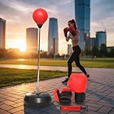 Mucola Standboxsack Erwachsene Boxsack inkl. Boxhandschuhe und Pumpe Boxbirne höhenverstellbar 90-127CM Punchingball Ständer Kickboxen Standboxball