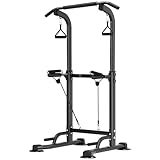 Leiblsufo Pull Up & Dip Station Dip Stand Power Tower, Einstellbare Höhe Home Krafttraining Fitness Workout Station, Geeignet für Jugendliche, Frauen, Männer (Schwarz-03)