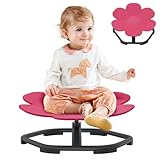 XMTECH Kinder Karussell-Drehstuhl, Blütenform Balance-Sitz mit Rutschfesten Gummipads–360° Drehbarer Balance-Hocker für Kinder, Fördert Sensorische Entwicklung, Gleichgewicht & Koordination, Magenta