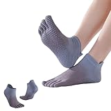 CoziSox 2 Paar Pilates Socken Damen Zehensocken Rutschfeste Stoppersocken mit Arch Support Silikon Noppen für Yoga Sport Baumwolle Farbverlauf (DE/NL/SE/PL, Alphanumerisch, M, Regular, Regular, grau)