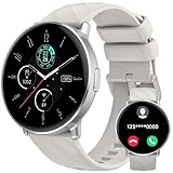Smartwatch Herren Damen, 1,39' HD Touch Fitnessuhr mit Bluetooth Anruf, 112+ Sportmodi Fitness Tracker Uhr SpO2 Pulsuhr Schlafmonitor Schrittzähle, IP68 Wasserdicht Sport Uhr für Android iOS, Weiß