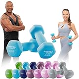 Miweba Sports Neopren Hantelset NKH100 | 𝐏𝐫𝐨𝐟𝐢 Hantel - Hexagon Hanteln Set - Kurzhanteln - Kurzhantel Set - Gymnastikhanteln - Hantel Set - Dumbbell - 0,5-10 Kg (2X 0.5 kg, Türkis)
