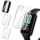 ivoler 3 Stücke Hülle mit Schutzfolie für Amazfit Band 7, Vollständige Abdeckung Stoßfest Kratzfest Schutzhülle Ultradünne Weiche TPU Displayschutz Case, 2 Klar + 1 Schwarz