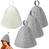 4Pcs Sauna Hut Sauna Mütze Saunahut Herren Saunahut Damen Saunamütze Herren Sauna Hat Sauna Hat Saunahut Filz Filzhut Sauna Komfortabel Atmungsaktiver Kopfschutz Geeignet für Sauna Spa Badezimmer