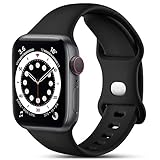 CeMiKa Kompatibel mit Apple Watch Armband 44mm 42mm 45mm 46mm 49mm, Ersatz Silikon Sport Armbänder Kompatibel mit iWatch Armband Series 10 9 8 7 6 5 4 3 2 1 SE, Damen Herren, Schwarz