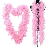 Rosa Federboa – 2 Meter Lange Federboa für Frauen zum Basteln, Flauschige Federboa, -Kostümzubehör für Mädchen, Weihnachten, Karneval, Tanzen, Hochzeitsfeier