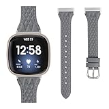 Kompatibel mit Fitbit Versa 4 und Sense 2 Band, für Damen und Herren, weiches Leder, Ersatz-Sportuhr-Armband, kompatibel mit Fitbit Versa 3 und Sense Bändern für Damen und Herren (Versa4/Sense2, Grau)